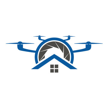 Logo combination, Drone camera with house logo vector for technology real estate.