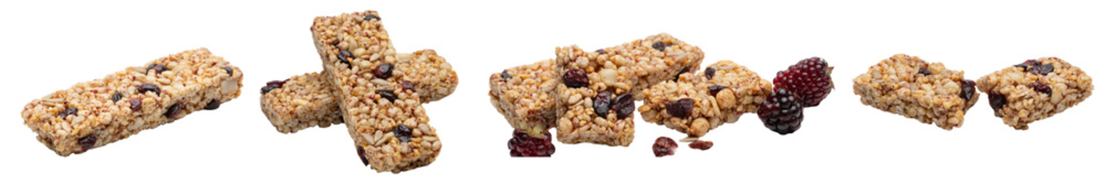 Granola bars , healthy snack with nuts and berries