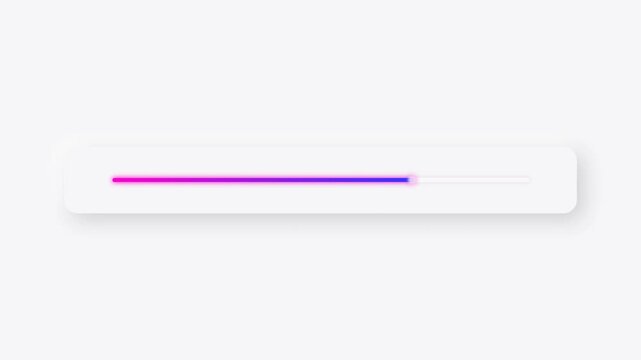 A glowing magenta and purple gradient line fills smoothly from left to right inside a white rounded container on a light background.