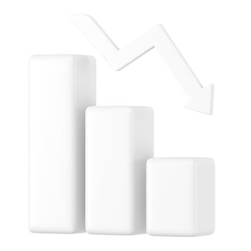 White bar graph png 3D rendered sticker, transparent background