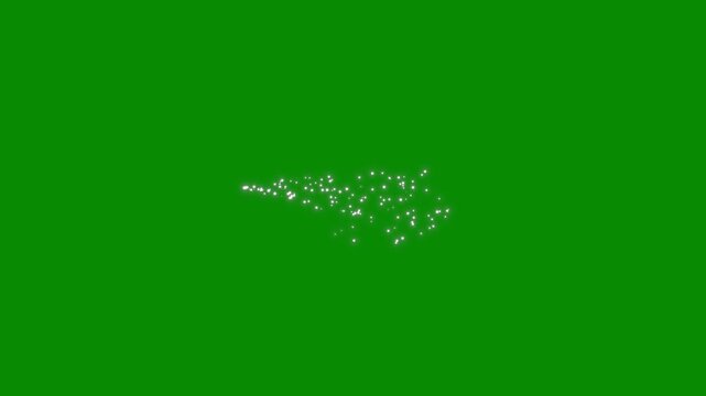 Magic sparkles glitter line stars animation, 2D shining twinkle effect, fairy dust wand particle path moving light on green screen background, isolated pixie starlight streak video