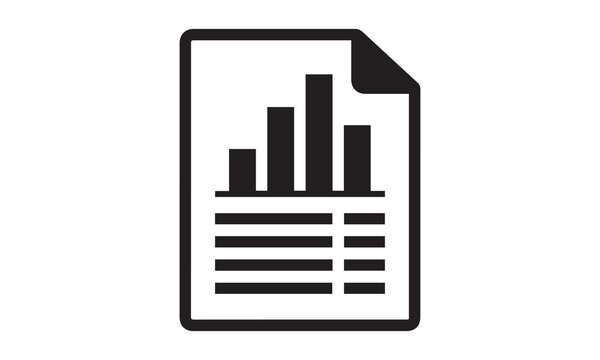 Document report paper sheet with bar chart and financial data table vector icon