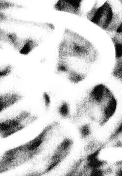 Soft irregular dark forms and pale shapes create an abstract monochrome halftone texture.