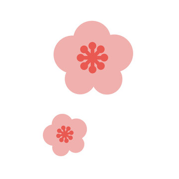 節分　梅の花の文字ベクターイラスト