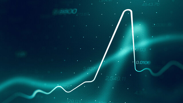 Stock exchange trading graph shows price changes over time in financial market