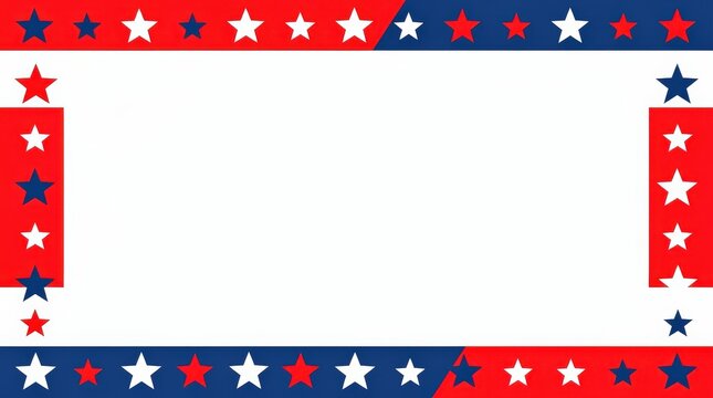 A patriotic red, white, and blue border filled with various sized stars surrounds a blank white space in the center.