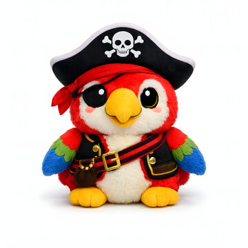 red pirate parot plushy isolated on white