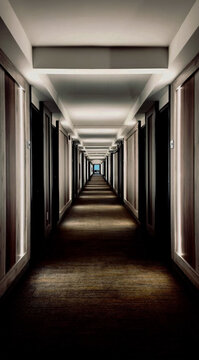 long corridor in the dark room