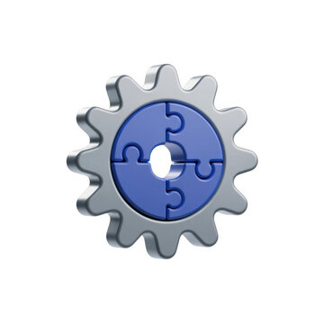 Gear cog made from blue interlocking puzzle