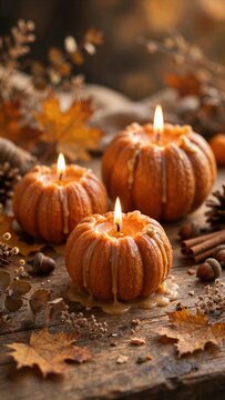 Pumpkin Candles Autumn for Thanksgiving Gratitude Autumn Decor Photography