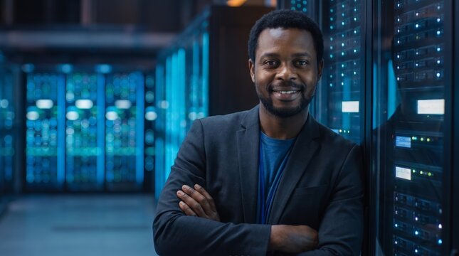 Technology professional portrait in datacenter