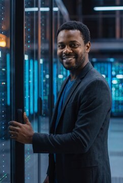 Server engineer portrait in datacenter