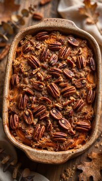 Sweet Potato Casserole Flat Lay for Thanksgiving Holiday Food Photography