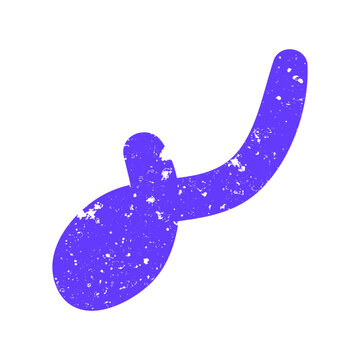 Hand drawn doodle childish naive abstract scribble purple single shape. Simple textured noise effect isolated white background item