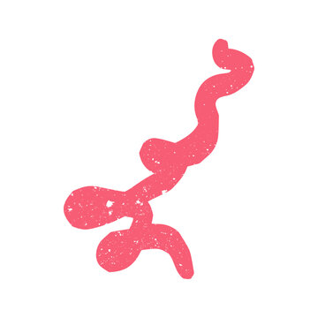 Hand drawn doodle childish abstract scribble pink shape. Simple textured noise effect isolated white background item