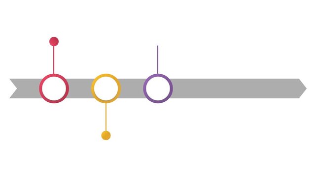 Animated Timeline Infographic with Colorful Circular Milestones on Chevron Path