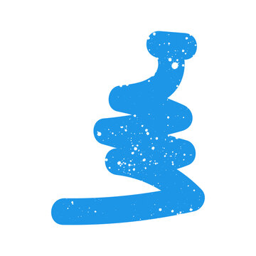 Hand drawn doodle childish grunge abstract scribble blue graphic shape. Simple textured noise effect isolated white background item