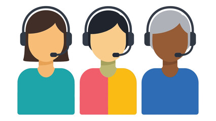 Fototapeta premium Three Customer Service Representatives Wearing Headsets