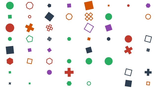 pattern grid horizontal Colorful Geometric Shapes Collection Various Forms and Colors Isolated on White Background Vector Illustration