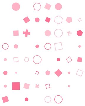 pattern grid square Seamless Pattern of Pink Geometric Shapes Circles Squares Hexagons Pentagons Diamonds and Crosses on White Background
