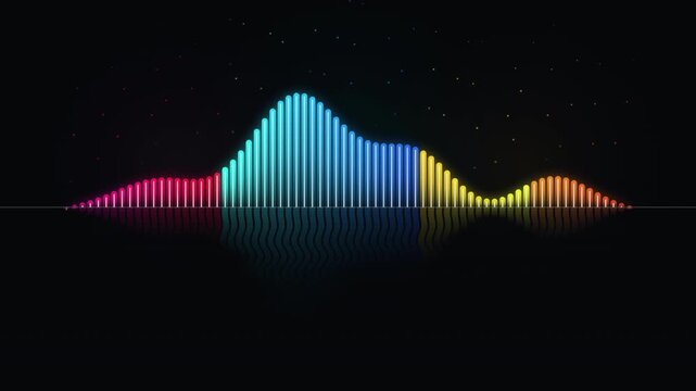 Abstract colorful sound wave equalizer on black background