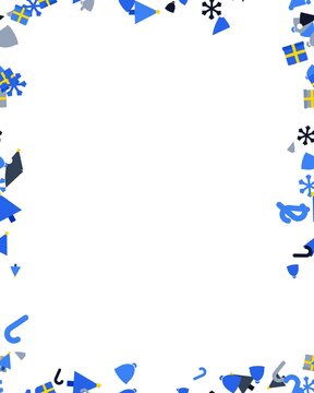 pattern seasonal christmas square Swedish winter border frame with flags and snowflakes