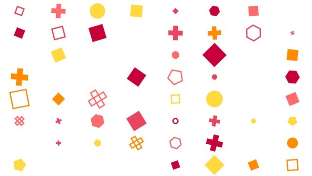 pattern grid horizontal Colorful Geometric Shapes Scattered Randomly on White Background Abstract Pattern Vector Illustration