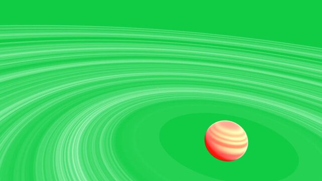 Camera push moving striped orb closer, filling frame to highlight banding on transparent background