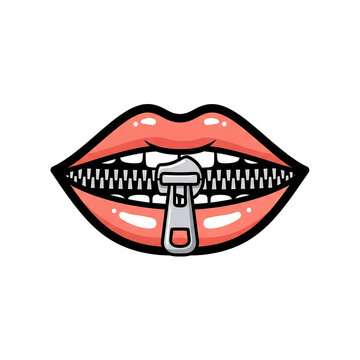 Zipper lips vector illustration for silence and secret concept