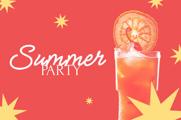 Naklejka premium Happy birthday party with drinks and decorations at a summer celebration event