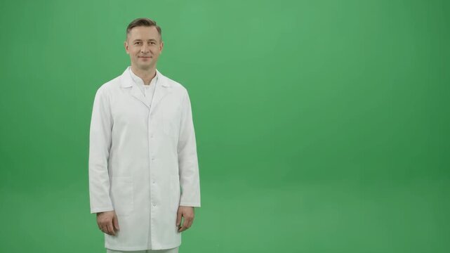 Green Screen Male Physician Nodding In White Coat