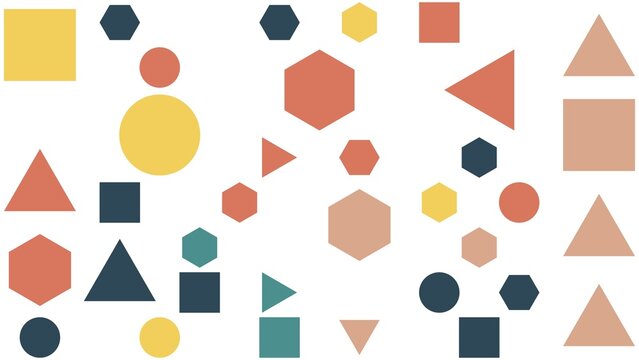 pattern mosaic horizontal Colorful Geometric Shapes Pattern Seamless Background with Circles Squares Triangles Hexagons Abstract Design