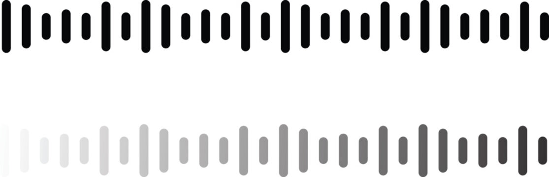  Audio Sound Wave Equalizer Vector Icon Set in Black and White for Music Players and Voice Messages. sound wave vector illustration