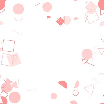 pattern bauhaus square Abstract Geometric Shapes Pattern Pink Circles Squares Triangles Halves and Lines on White Background