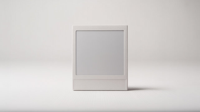 Blank white square photo frame on neutral background with background template photography composition backdrop professional minimalist presentation aesthetic