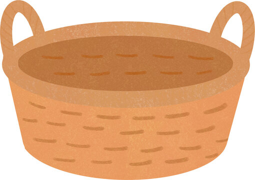 Empty woven wooden basket vector illustration
