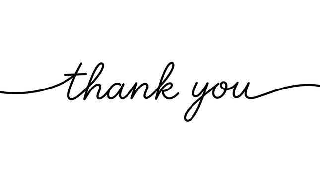 Elegant handwritten thank you text isolated on a white background for cards and social media posts