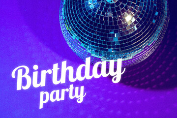 Naklejka premium Celebration of a birthday with a disco ball and colorful lights at a party venue