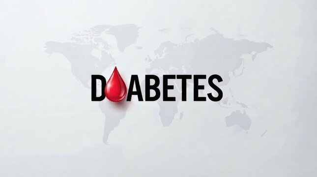 Diabetes typography design with red blood drop replacing the letter i world diabetes day