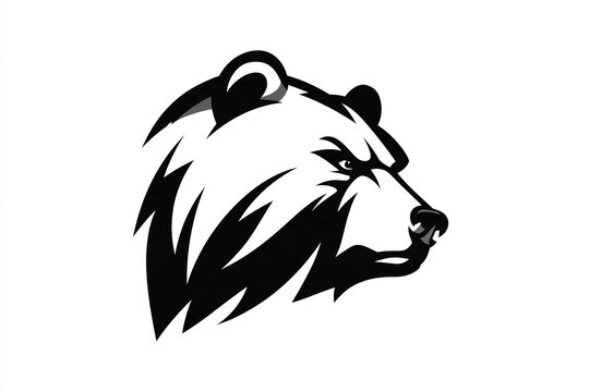 Grizzly bear head side profile vector mascot design element for sporting branding illustrations.