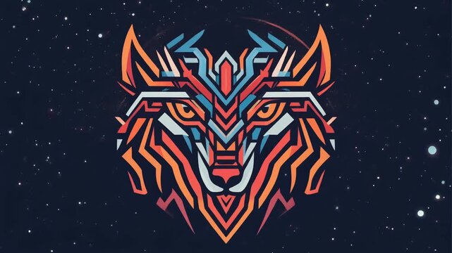 Geometric Abstract Wolf Head Portrait with Vibrant Cosmic Patterns AIzaSyAOTETN16bBKEVpwKitQXRsKoVQRKq3W8k for Modern Digital Artistic Designs