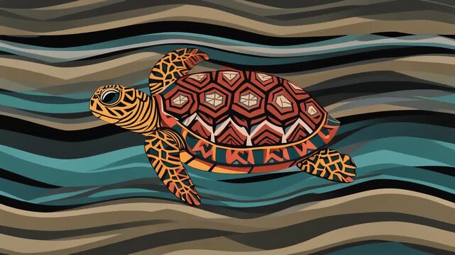 Stylized sea turtle swimming in wavy ocean water illustration AIzaSyAOTETN16bBKEVpwKitQXRsKoVQRKq3W8k