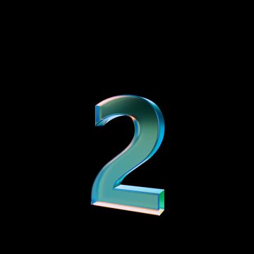 Looped 3D animation on a transparent background. The jumping digit is made of glass.