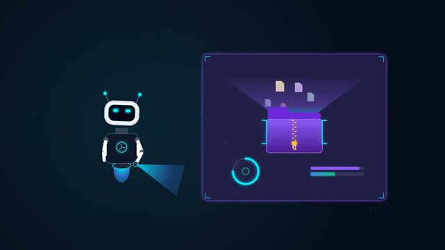 Robot File Compressio data animation 4k