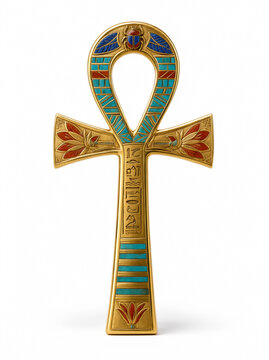 photography, big ankh inlaid with turquoise and carnelian