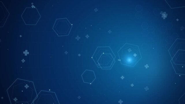 Abstract medical background with hexagons and plus signs