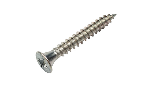 Metallic countersunk flat head screw bolt isolated on dark background