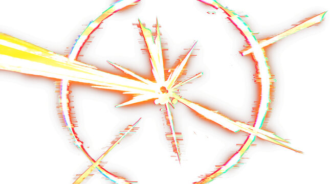 Abstract Glitch Art Burst with Neon Chromatic Aberration Isolated on Transparent Background