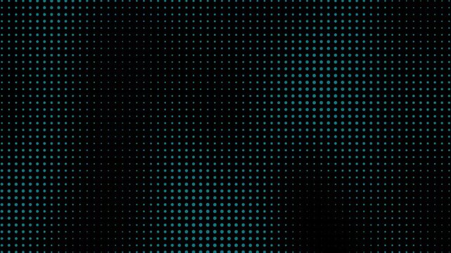 Abstract halftone dot texture with vintage grunge overlay and subtle noise grain, alpha channel creating a dynamic pattern of circles that flow across the dark digital screen display.4k video