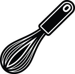 Obraz premium Simple black kitchen whisk icon illustration